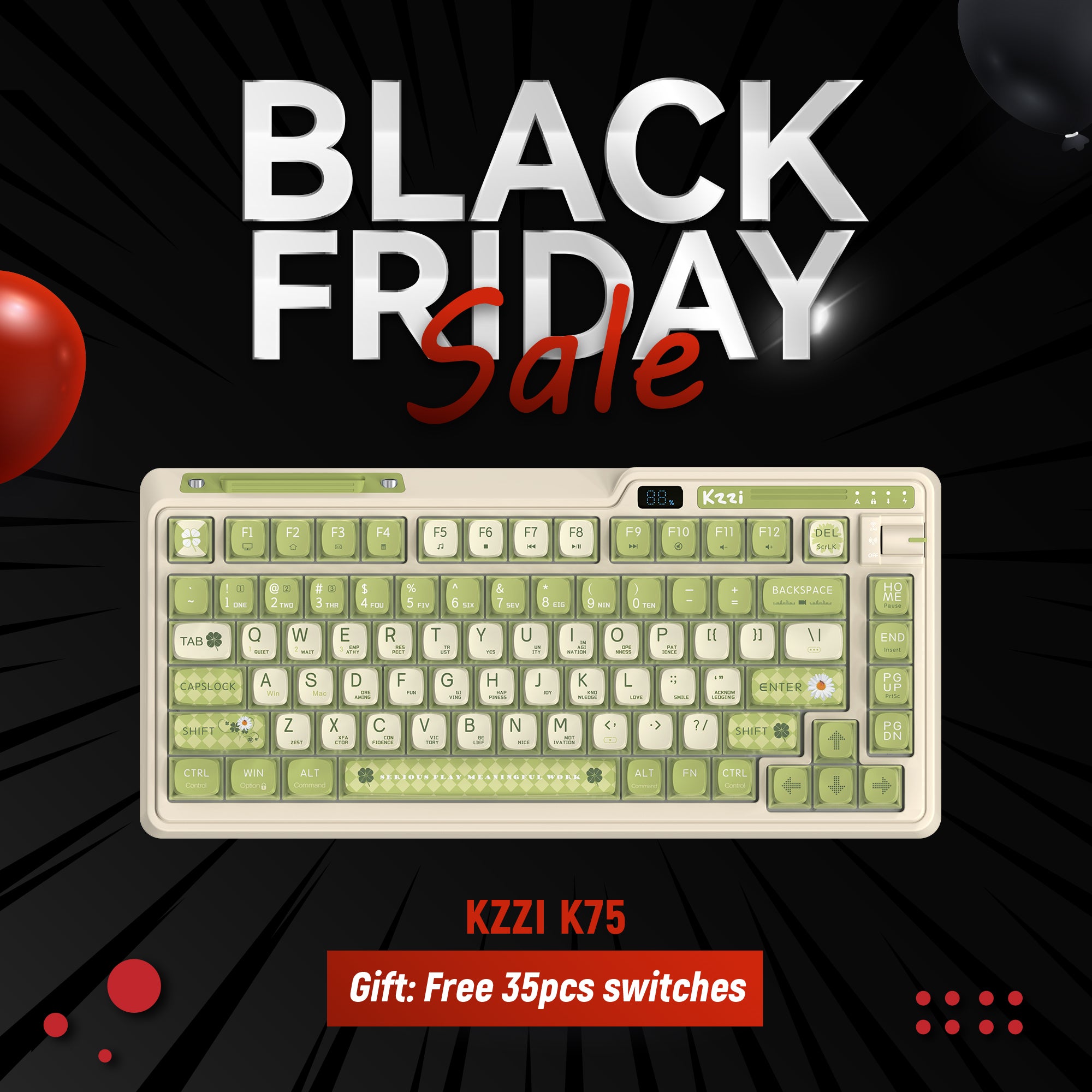 ☆★K★☆ Kzzi k75 Dazzling Pudding Keycap Mechanical Keyboard – Kzzi store