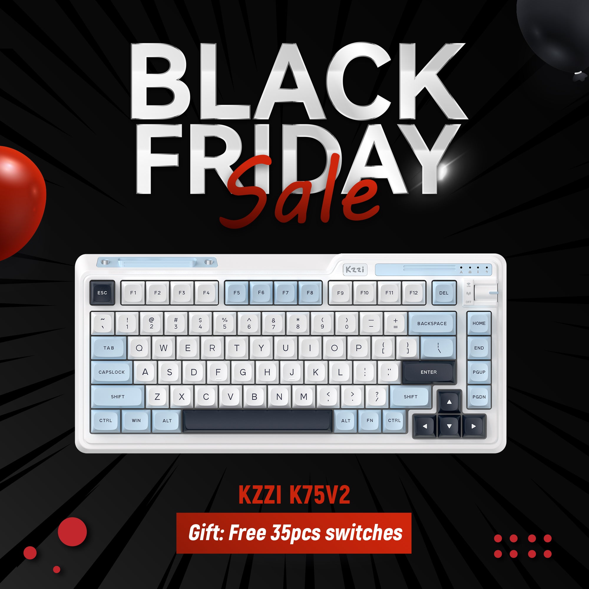 Kzzi K75v2 75% Keyboard for Gaming Office