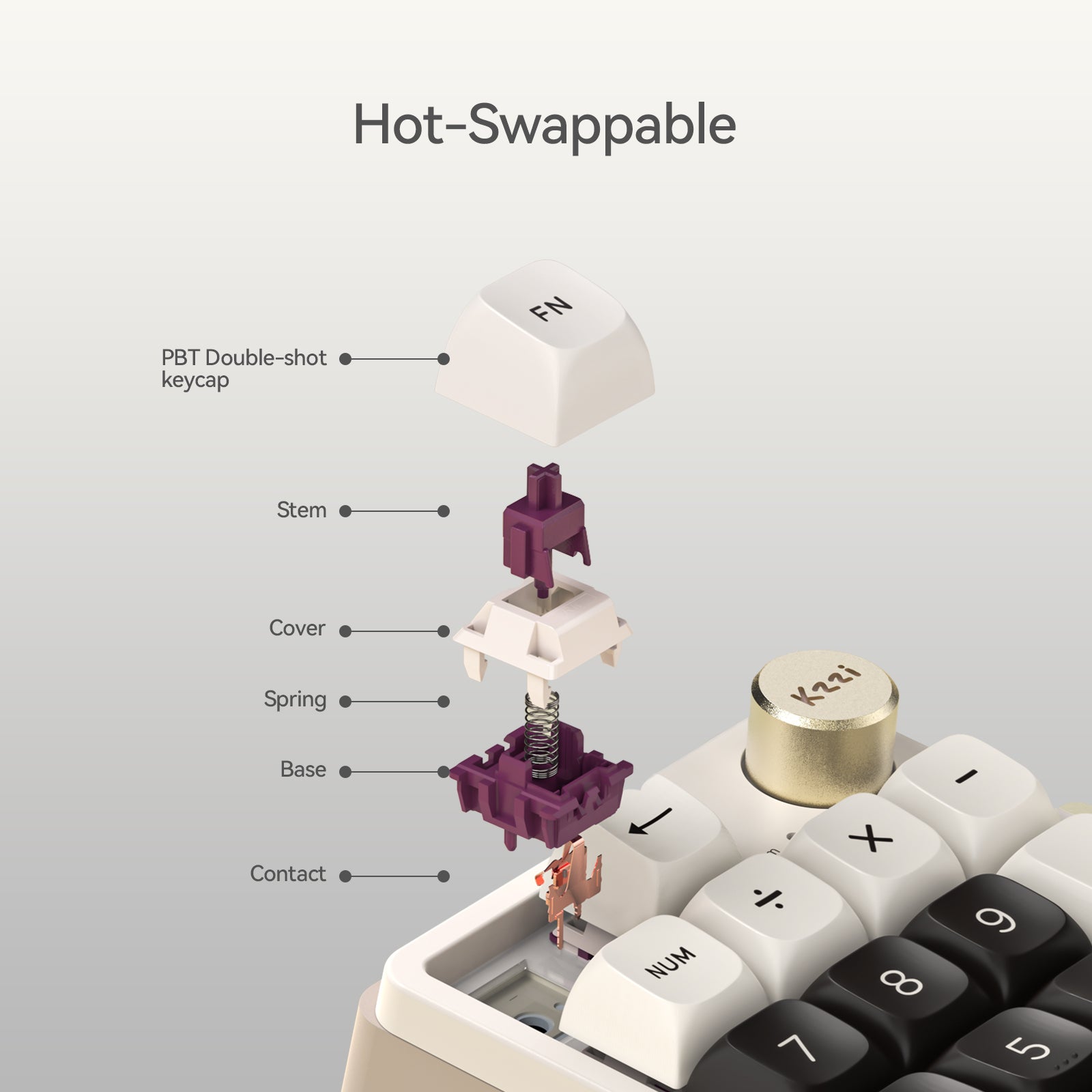 Kzzi K20 wireless mechanical keyboard with numpad