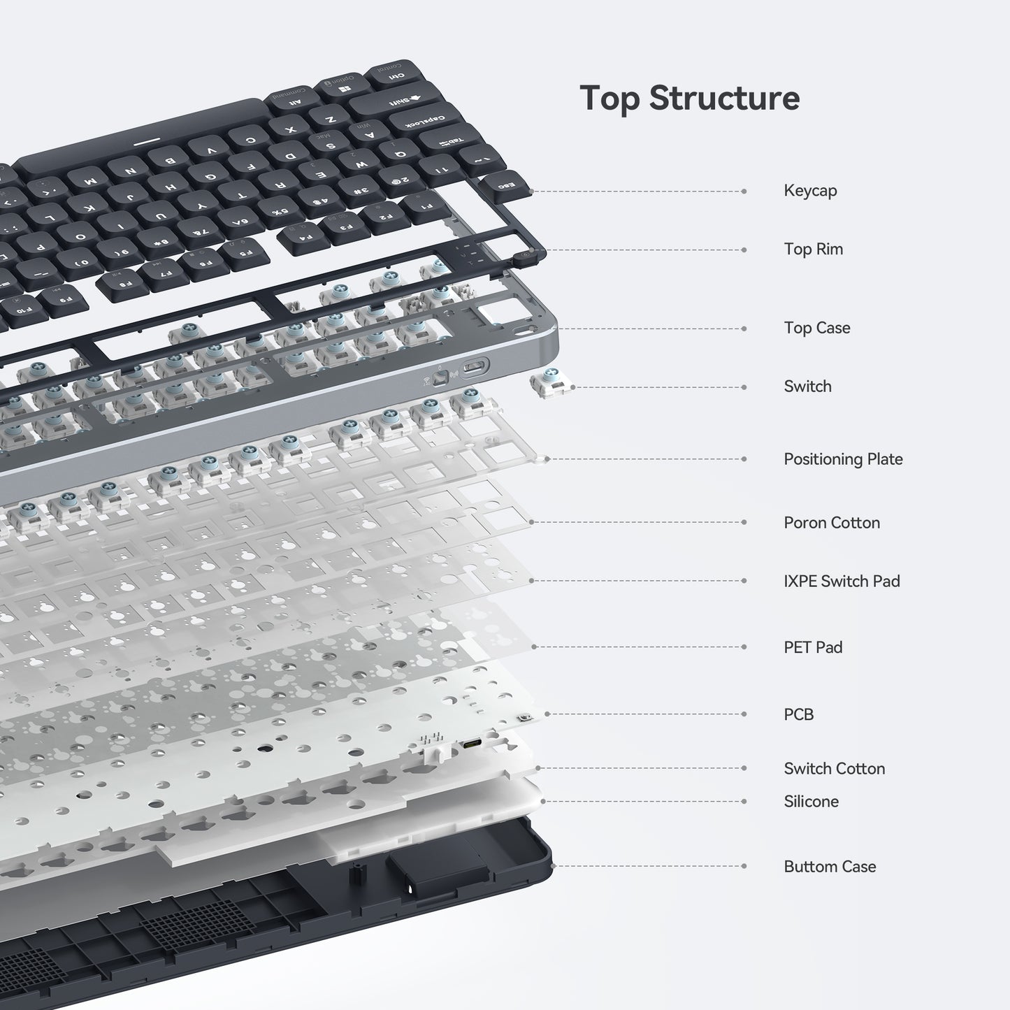 Kzzi i98 top structure low profile mechanical keyboard