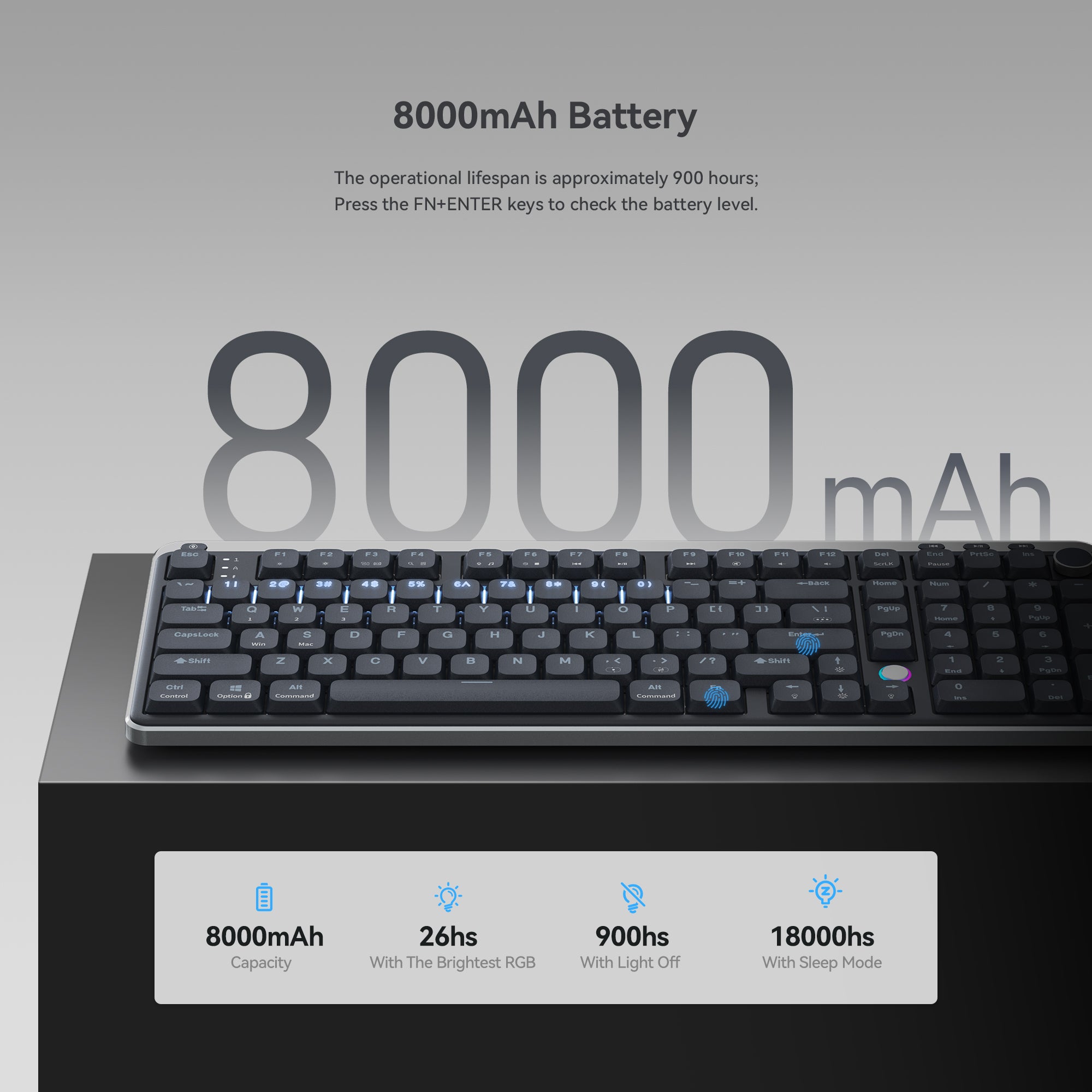 Kzzi i98 wireless low profile keyboard with large battery