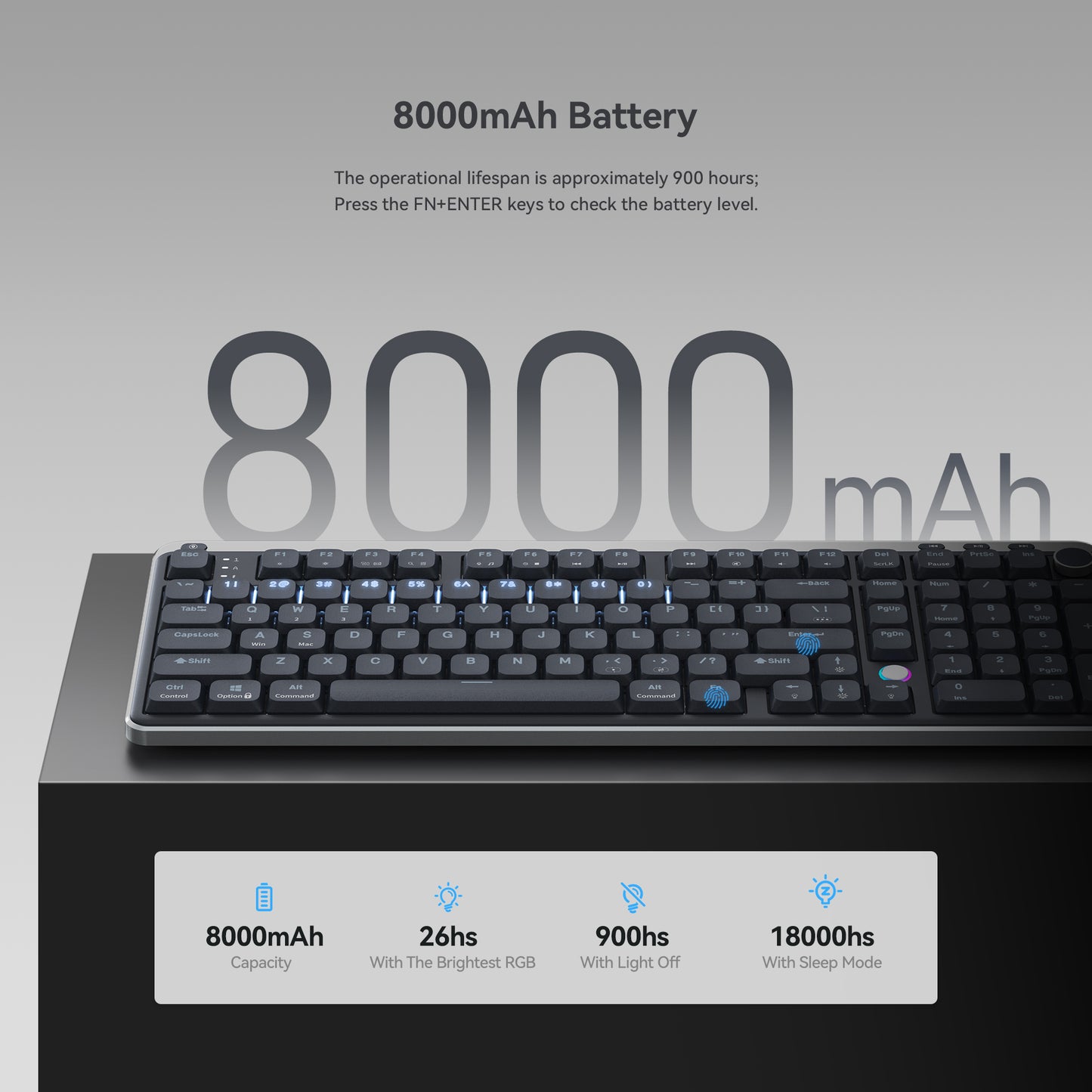 Kzzi i98 wireless low profile keyboard with large battery