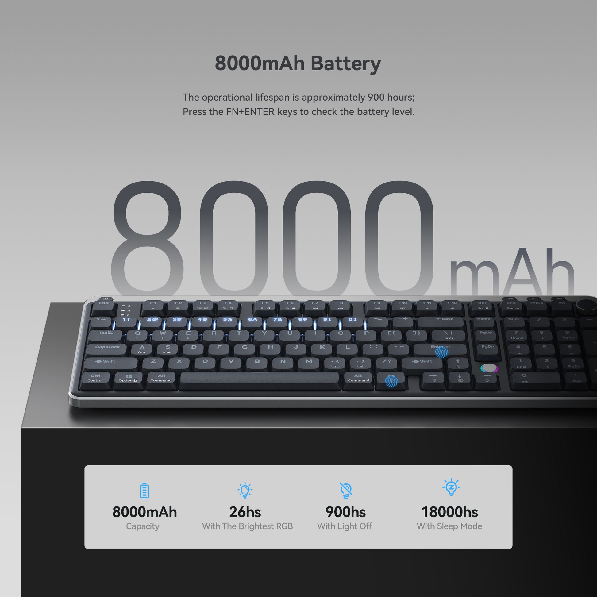 Kzzi i98 wireless low profile keyboard with large battery