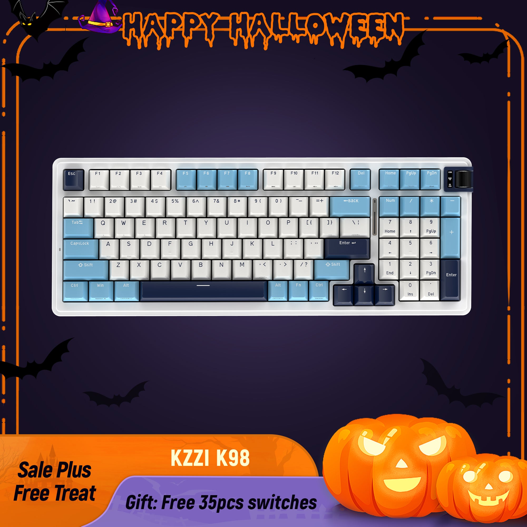 kzzi K98 mechanical keyboard holloween sale