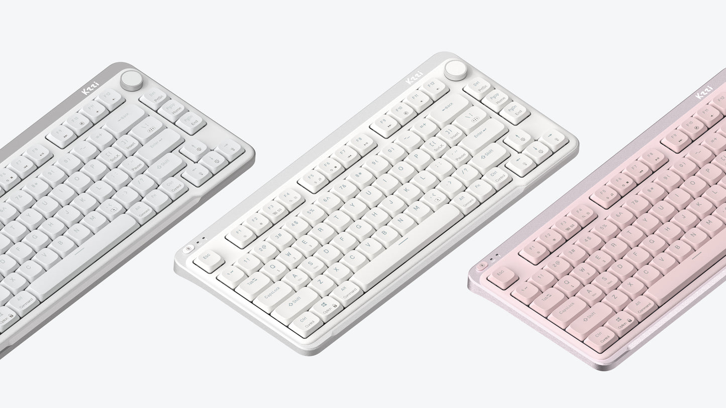 kzzi i75v2 white pink grey low profile keyboard 