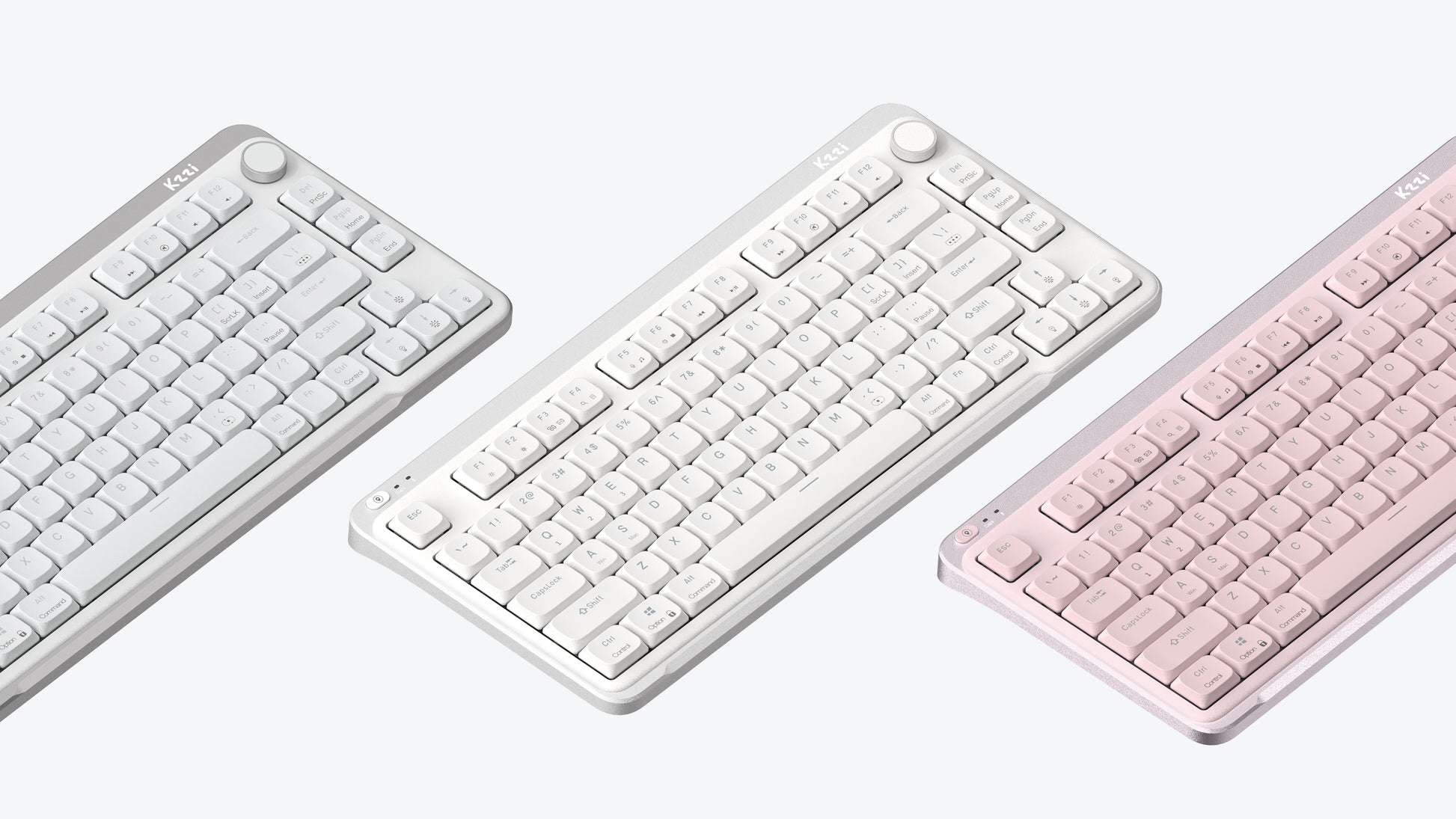 kzzi i75v2 white pink grey low profile keyboard 