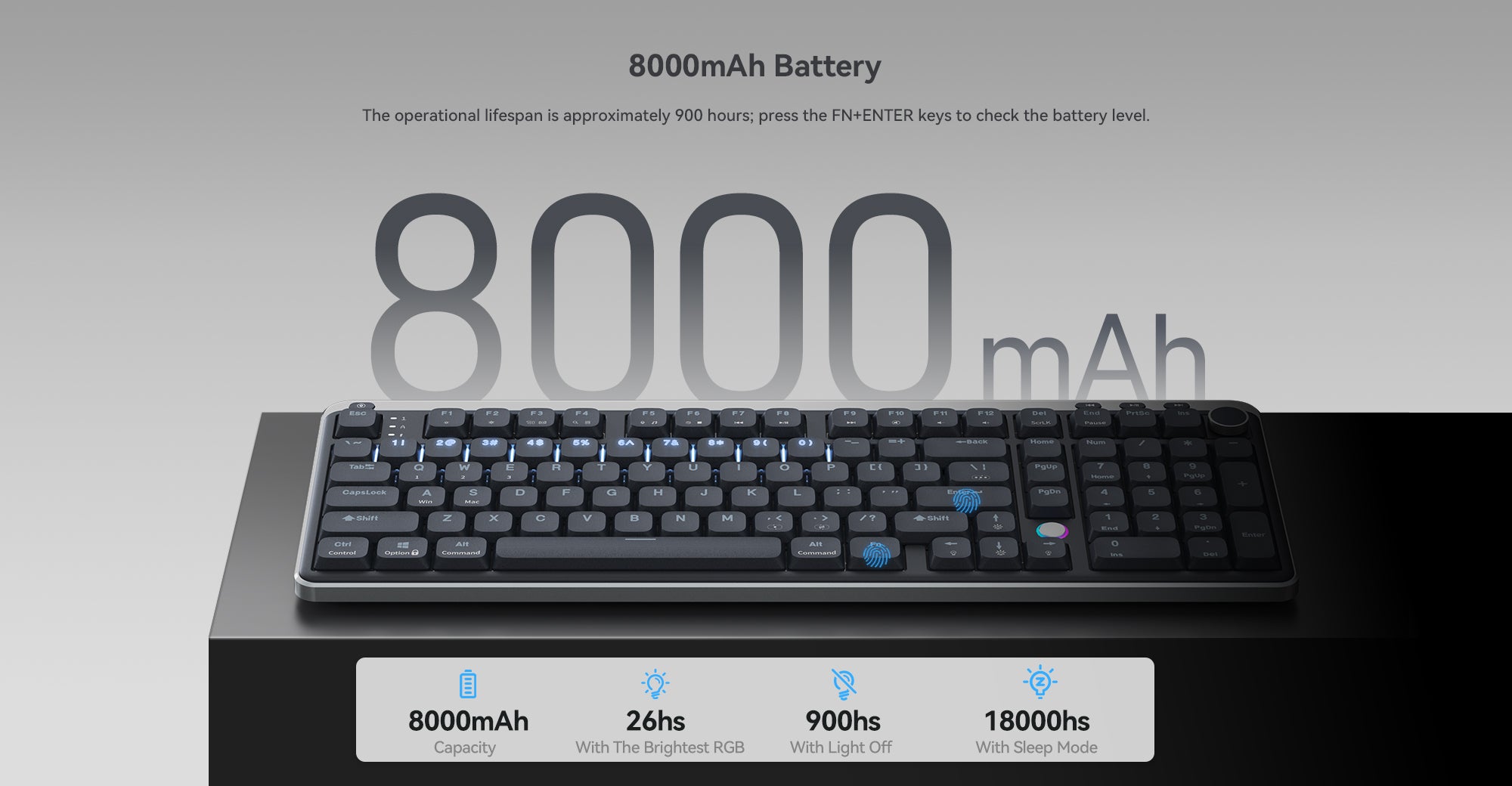 kzzi i98 8000mAh battery low profile keyboard