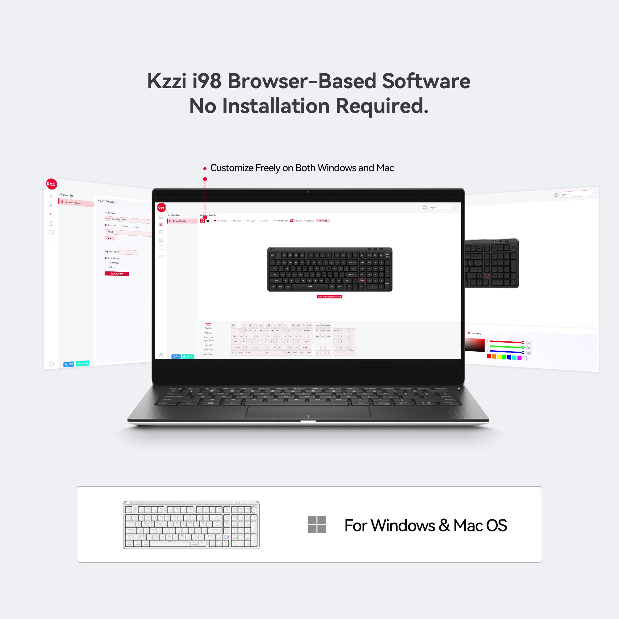 kzzi i98 low profile keyboard support website software
