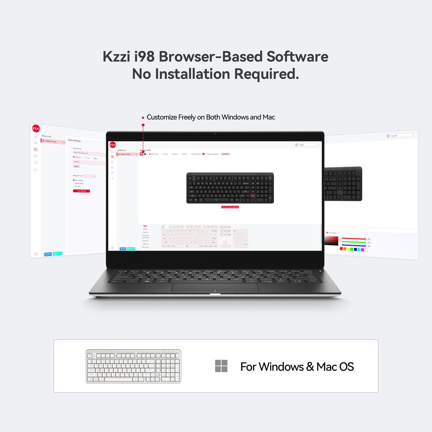 kzzi i98 low profile keyboard support website software
