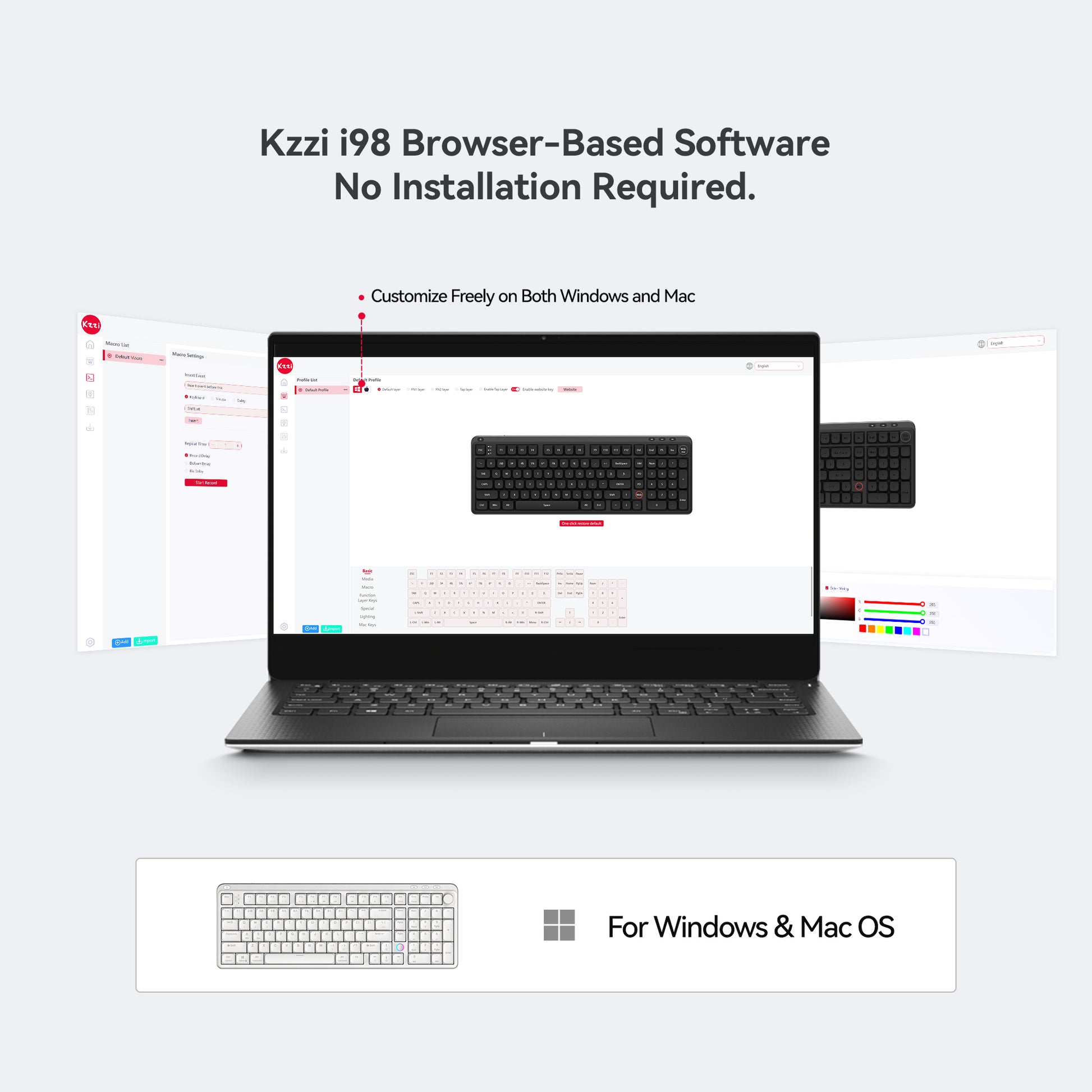 kzzi i98 low profile keyboard support website software