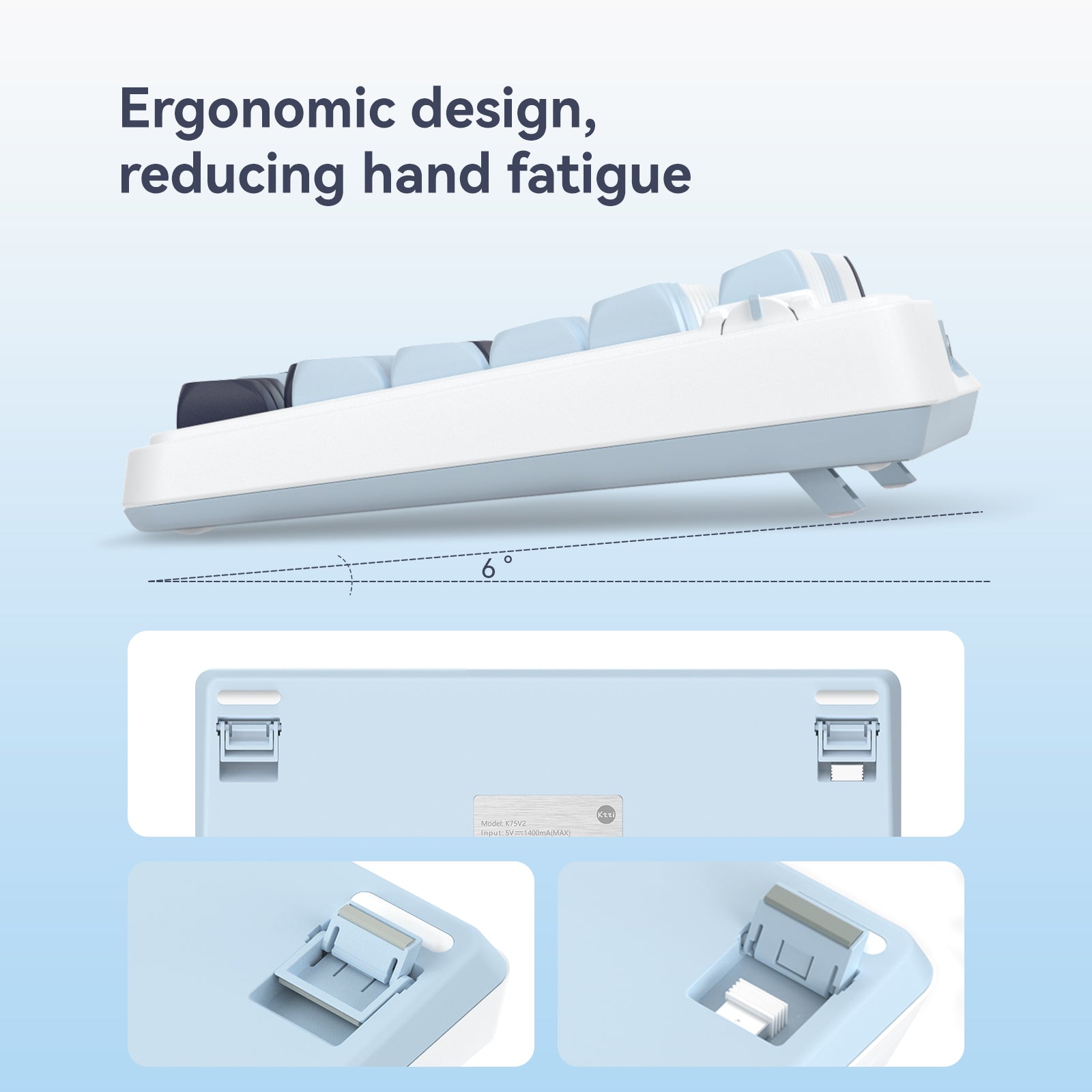 kzzi k75v2 ergonomic gaming keyboard